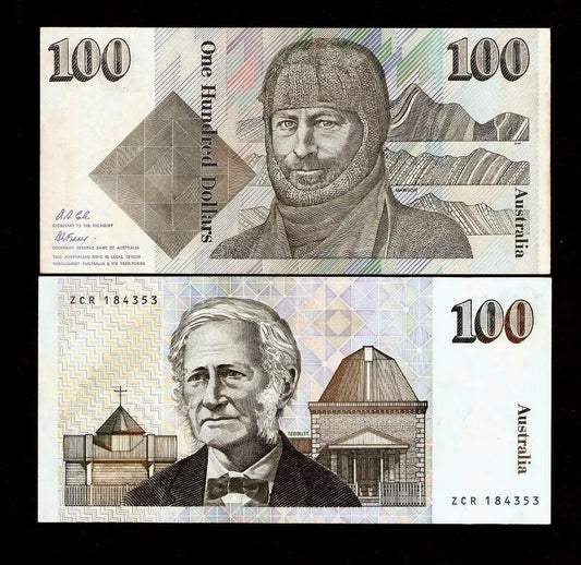 1990 FRASER/HIGGINS $100 PAPER BANKNOTE EF