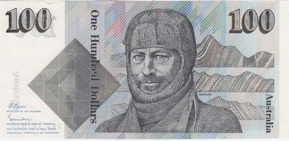 1985 JOHNSTON/FRASER $100 PAPER BANKNOTE EF