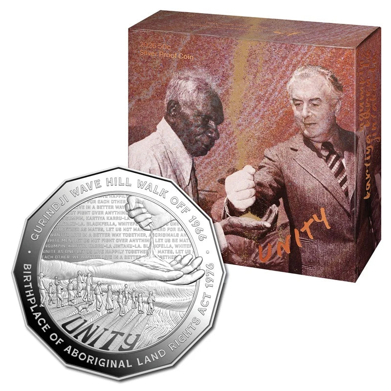 NEW RELEASE - 50c 2026 Unity: Wave Hill Walk Off 60th & Aboriginal Land Rights 50th Anniversary Silver Proof