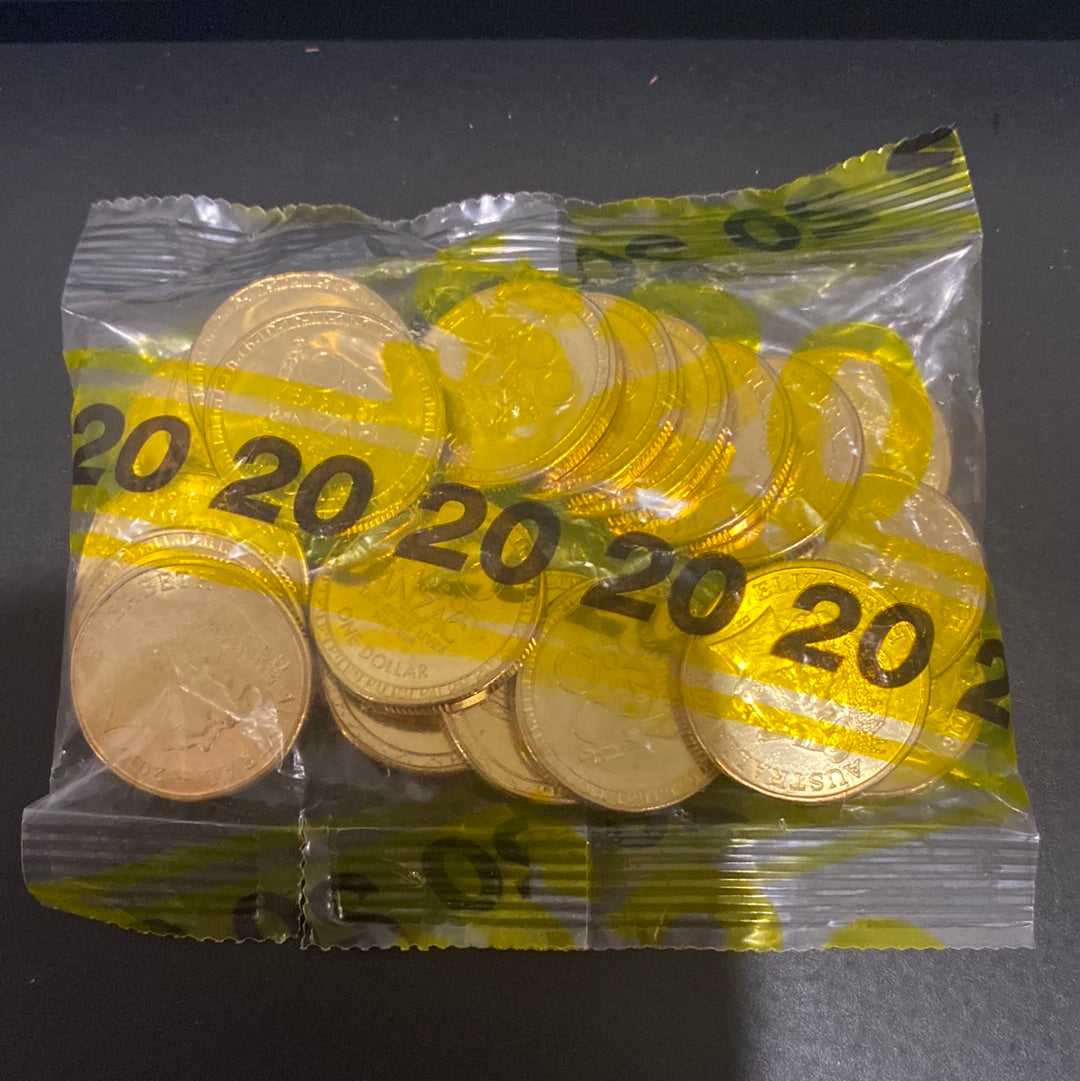 2016 100 YEARS OF ANZAC $1 SECURITY BAG 20 UNC COINS