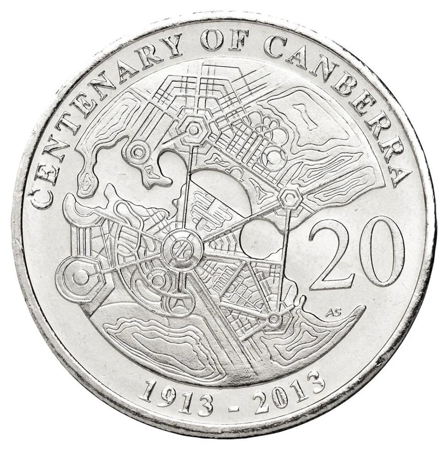 2013 Centenary of canberra 20c circulated