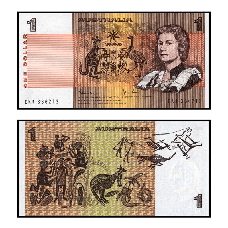 1982 GENERAL PREFIX JOHNSTON/STONE $1 AUSTRALIAN BANKNOTE Circulated