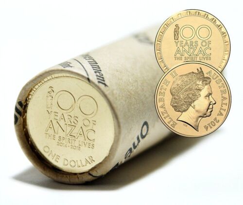 2014 100 YEARS OF ANZAC $1 RAM ROLL 20 UNCIRCULATED COINS