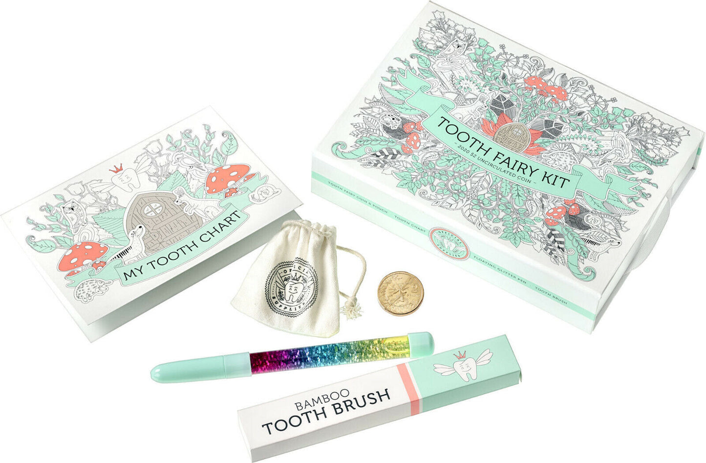 2020 TOOTH FAIRY KIT $2 RAM WITH TOOTHBRUSH, GLITTER PEN AND TOOTH CHART