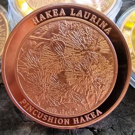 Australian Native Flora & Fauna Series 1 oz copper bullion - PINCUSHION HAKEA