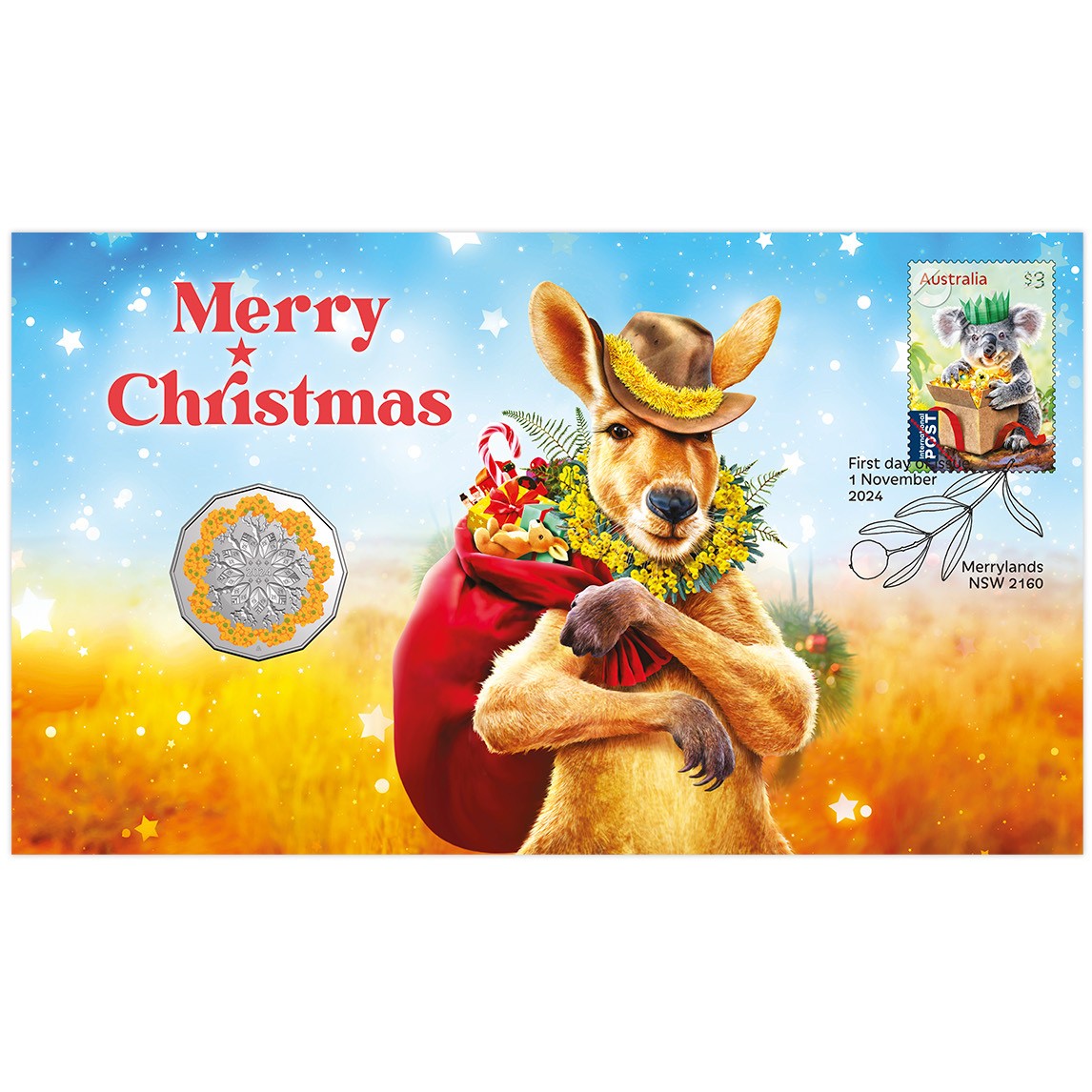 2024 Issue 17 - Merry Christmas PNC with RAM Xmas Coloured 50 cent Coin