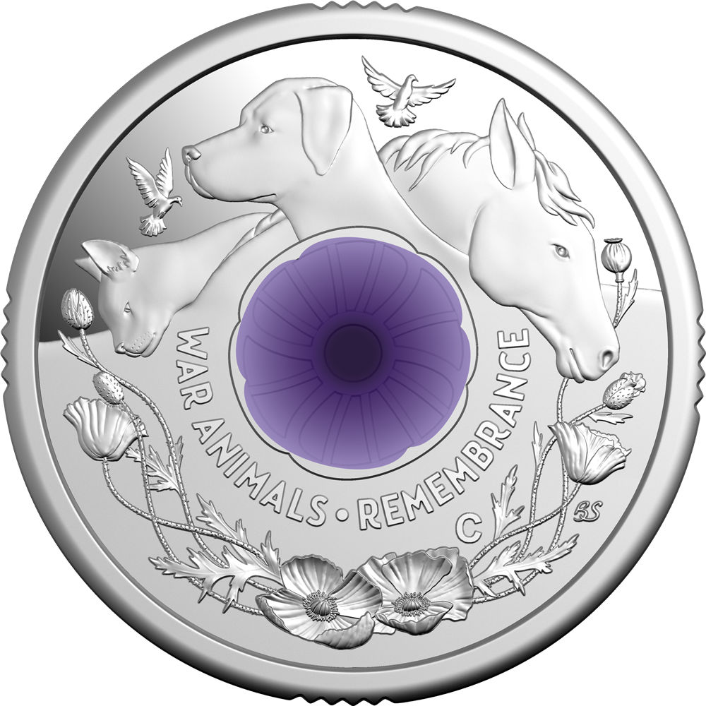 2024 WAR ANIMALS PURPLE POPPY C MINT SILVER PROOF COIN