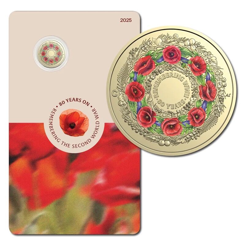 2025 $2 C-Mintmark Poppy Wreath - 80th Anniversary of WWII Carded Coin