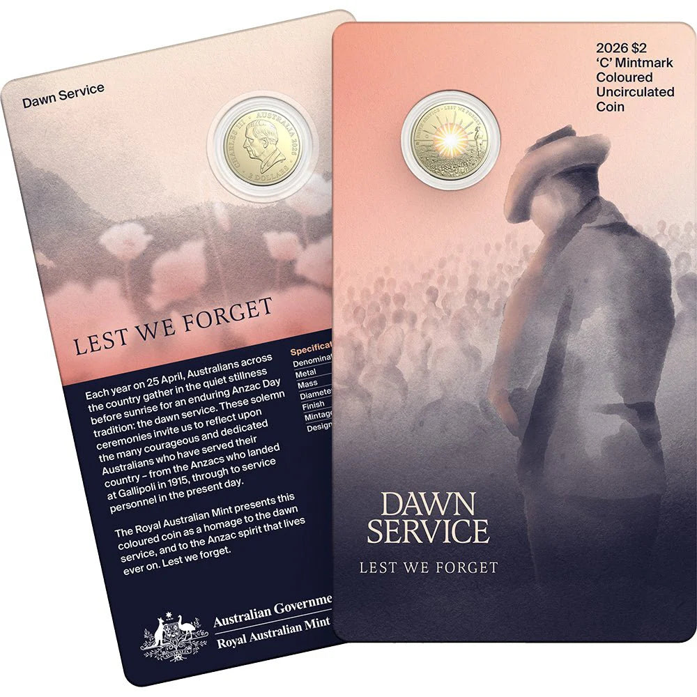 2026 $2 Dawn Service 'C' Mintmark Coloured Uncirculated Coin
