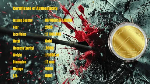 2026 Liberia Spartan 1/1000 oz .9999 Gold Coin in Card - PRE SALE