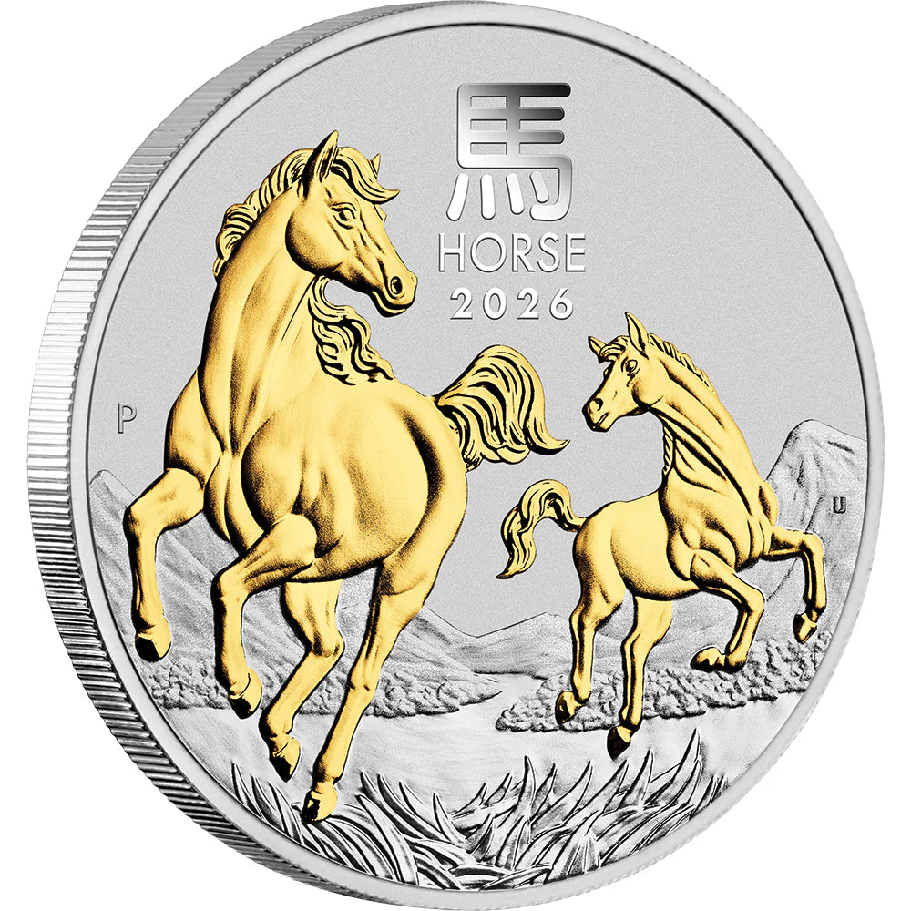 2026 Year Of The Horse 1oz Silver Gilded Coin