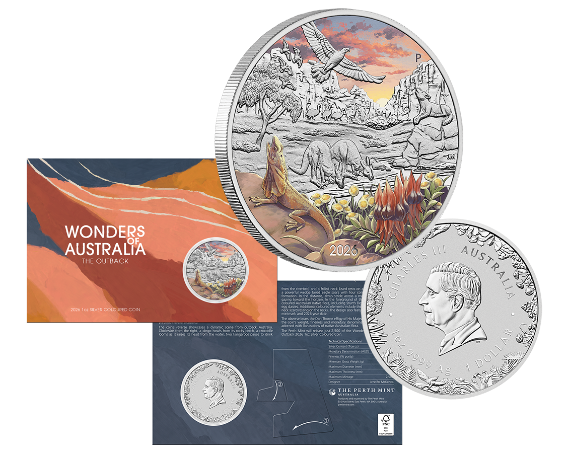 NEW PERTH MINT RELEASE - 2026 $1 Wonders of Australia The Outback Coloured 1oz Silver Coin