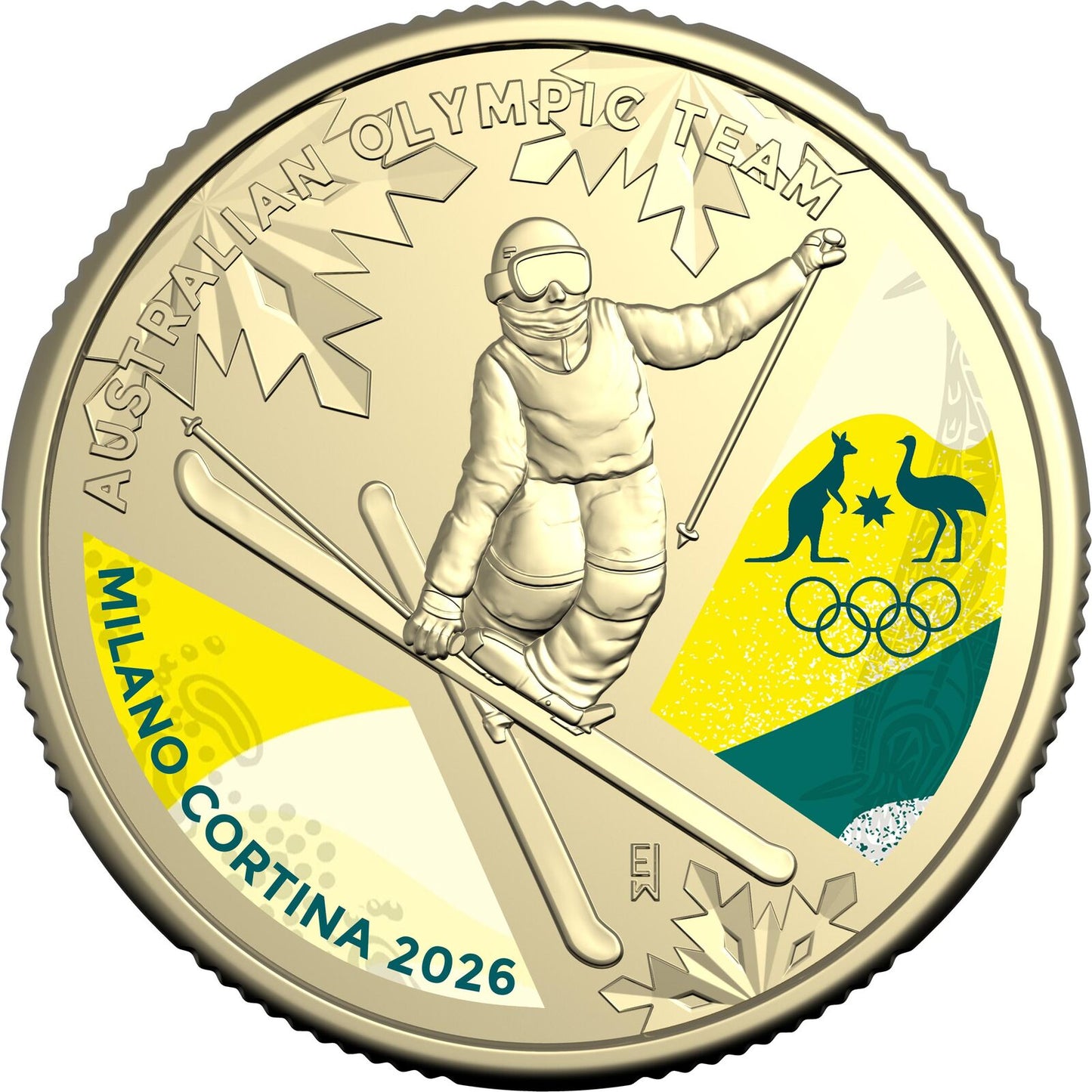 2026 Winter Olympics coloured $1 coin - no card
