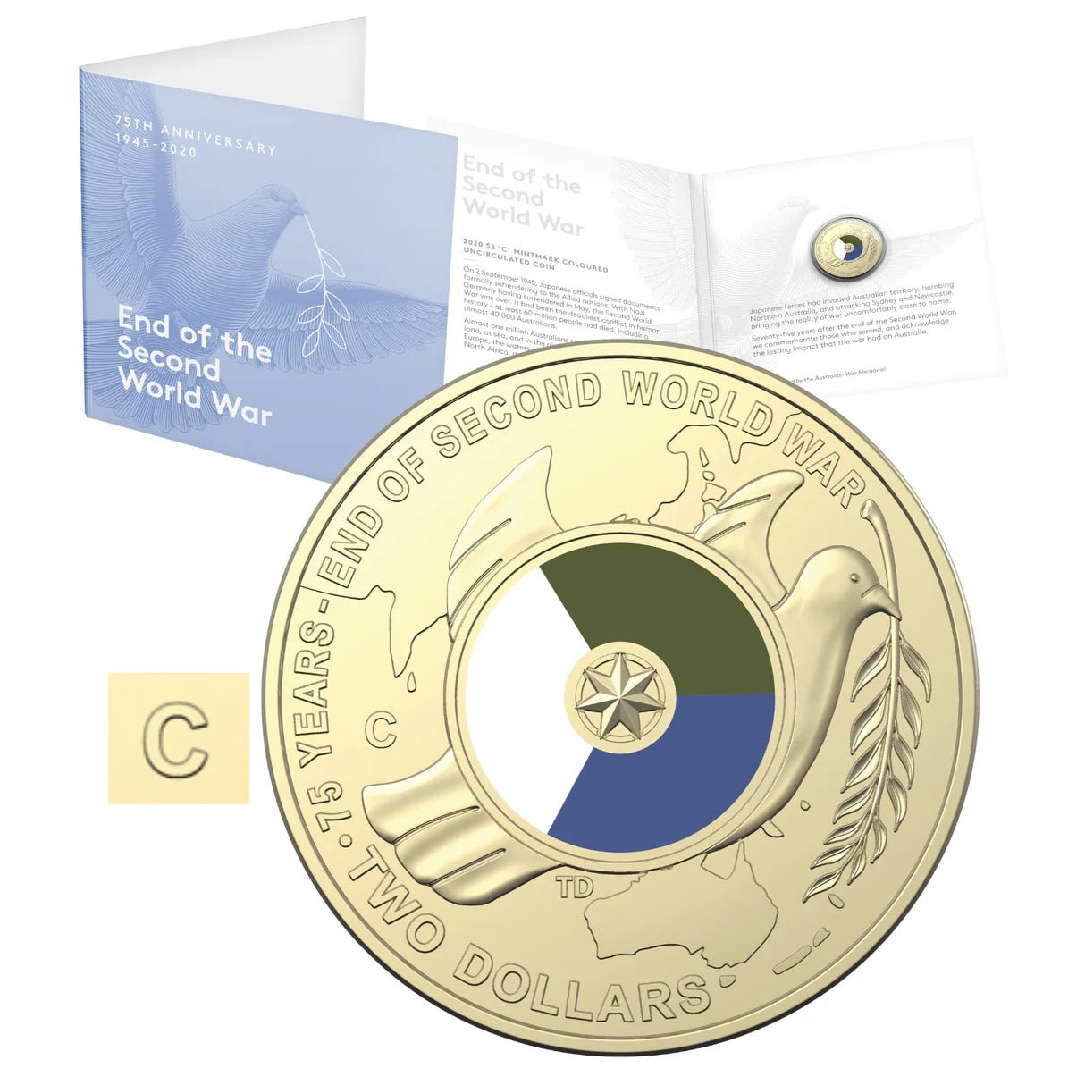 Australia End of WWII 2020 $2 C Mintmark Uncirculated Coin