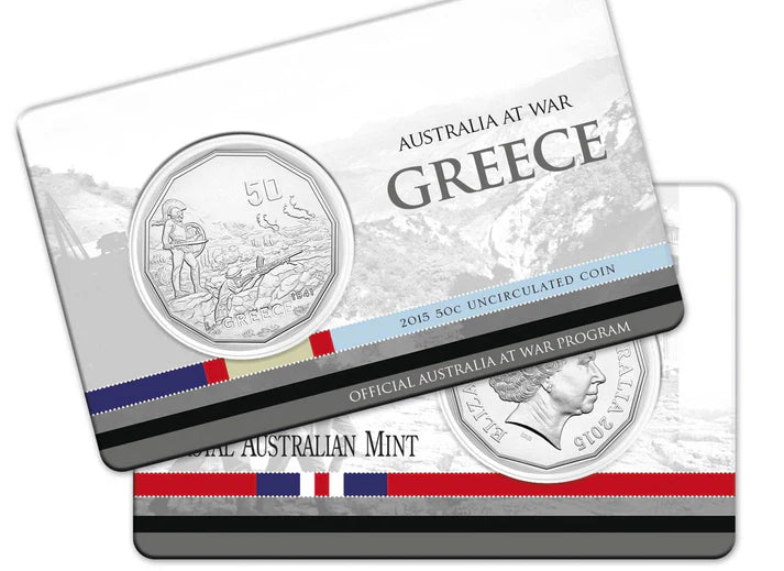 2015 Australia at War - "Greece" 50 cent Uncirculated carded RAM