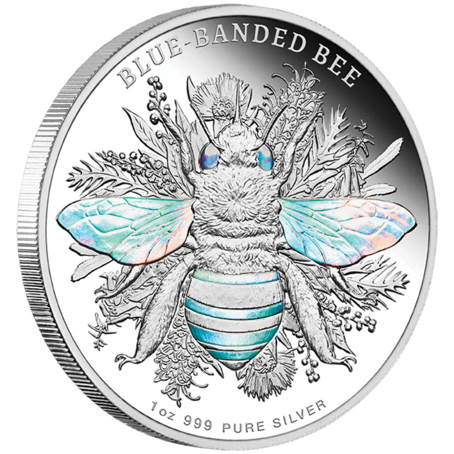 Australian Native Bees 2025 $2 Blue Banded Bee Hologram 1oz Silver Proof Coin - LAST 2 IN STOCK