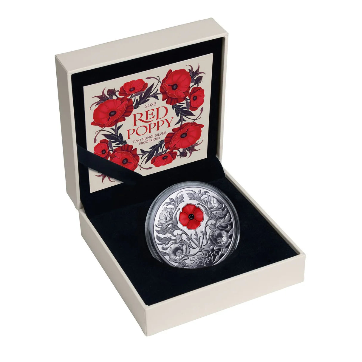2026 Red Poppy $5 Window 2oz Silver Proof Coin