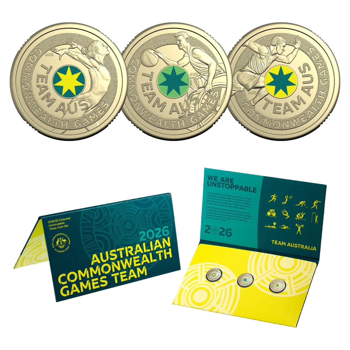 NEW RELEASE - $2 2026 Commonwealth Games Team Three Coin Set - LIMIT 1 per household