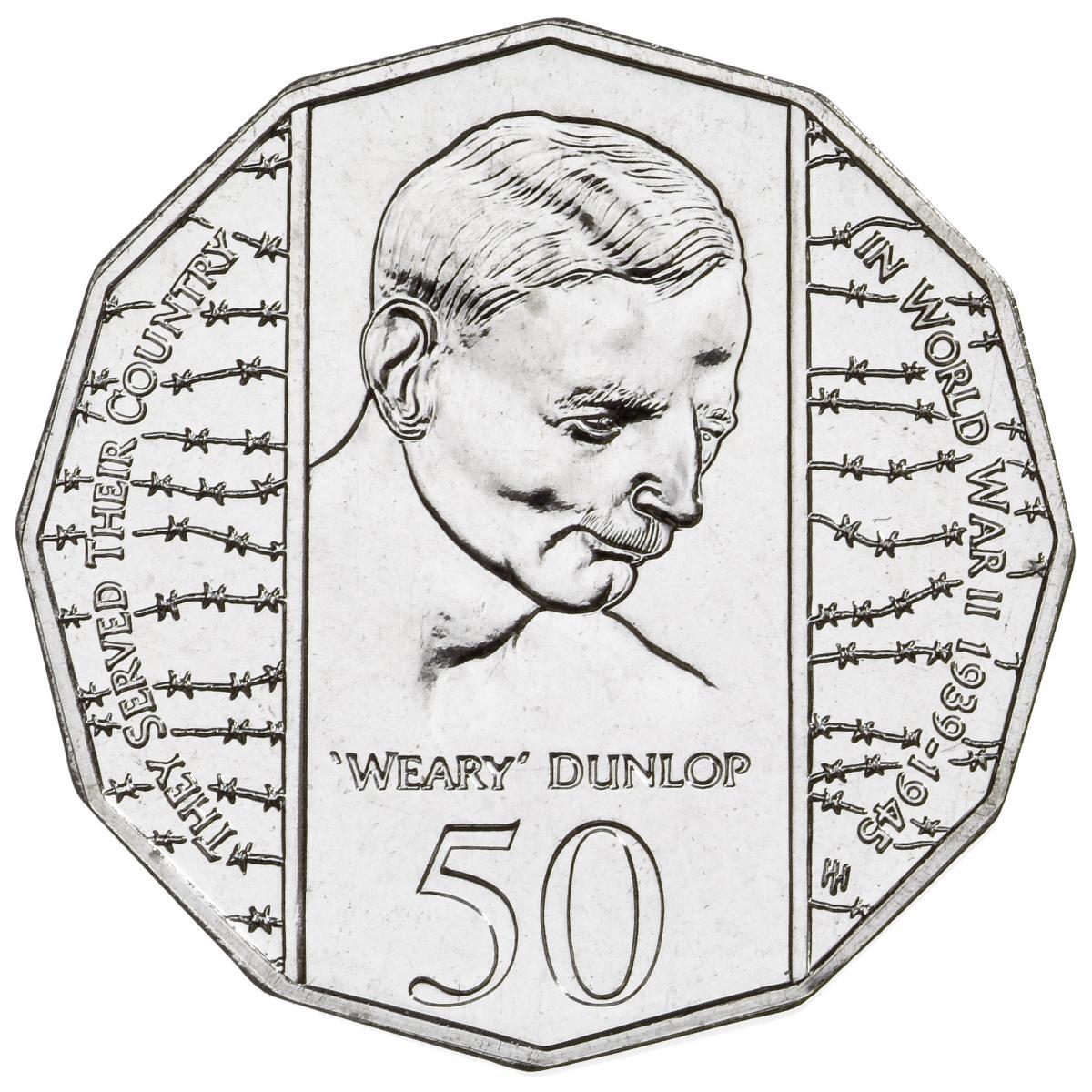 1995 50c End of WWII 50th Anniversary Weary Dunlop Circulated Coin