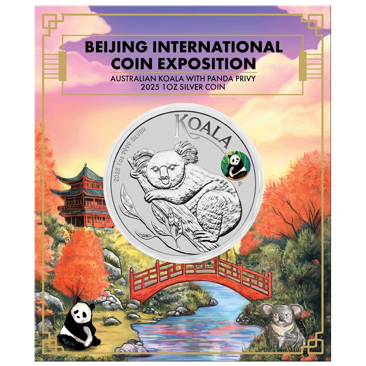 2025 Beijing International Coin Expo Special Australian Koala 1oz Silver Coin with Panda Privy