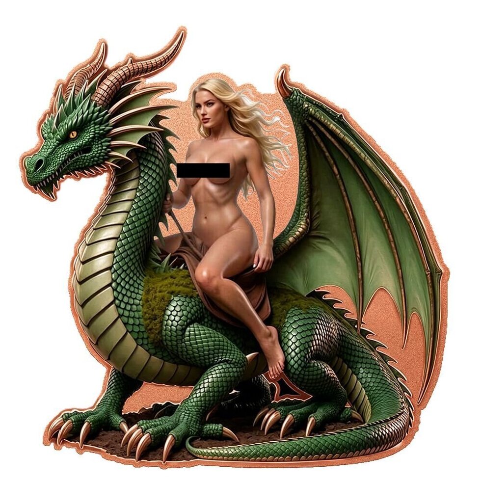 PRE ORDER - Goddess of the Emerald Dragon Shaped Colorized 5 oz Copper Medal