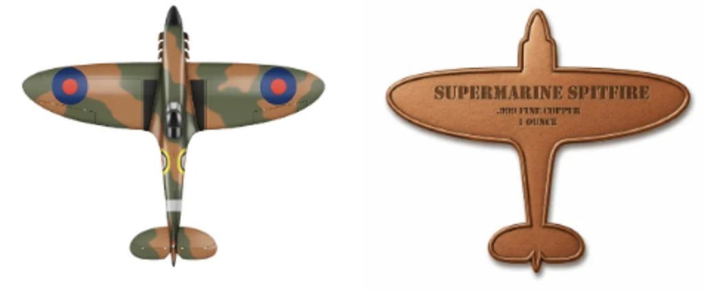 PRE ORDER - Supermarine Spitfire Shaped 1 oz Copper Medal