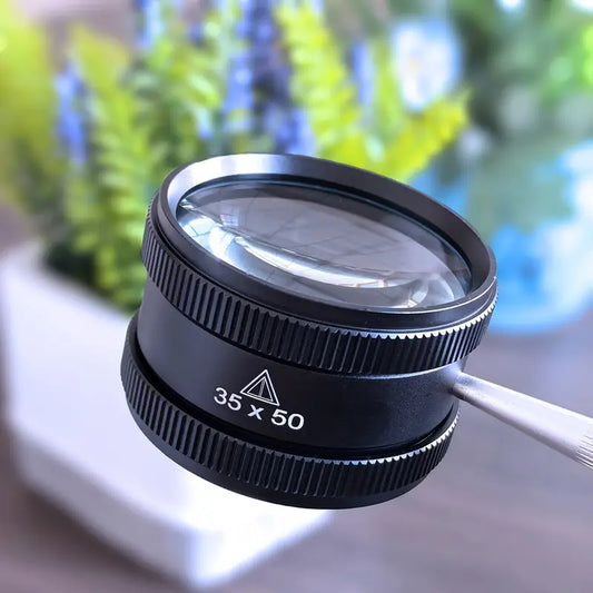 35x 50mm magnifying loupe black with handle