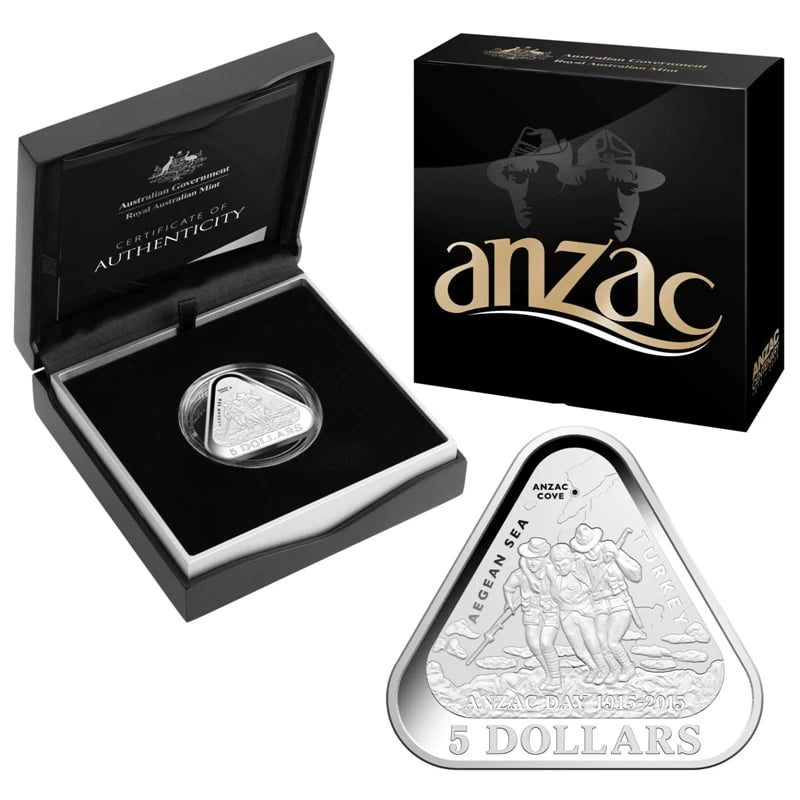 $5 2015 ANZAC Centenary Triangle Silver Proof