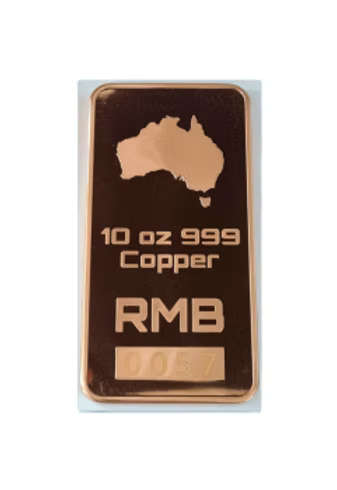 Extra large 10 Oz .999 copper bullion bar "MAP OF AUSTRALIA”