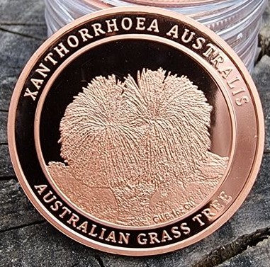 Australian Native Flora & Fauna Series 1 oz copper bullion - AUSTRALIAN GRASS TREE