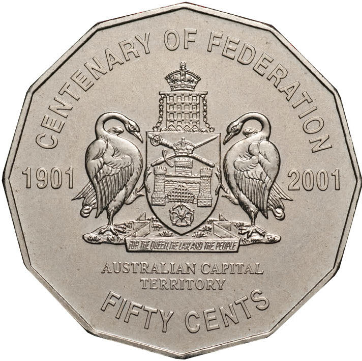 2001 CENTENARY OF FEDERATION - A.C.T - 50c - CIRCULATED