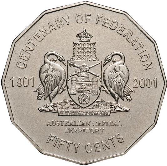 2001 CENTENARY OF FEDERATION - A.C.T - 50c - CIRCULATED