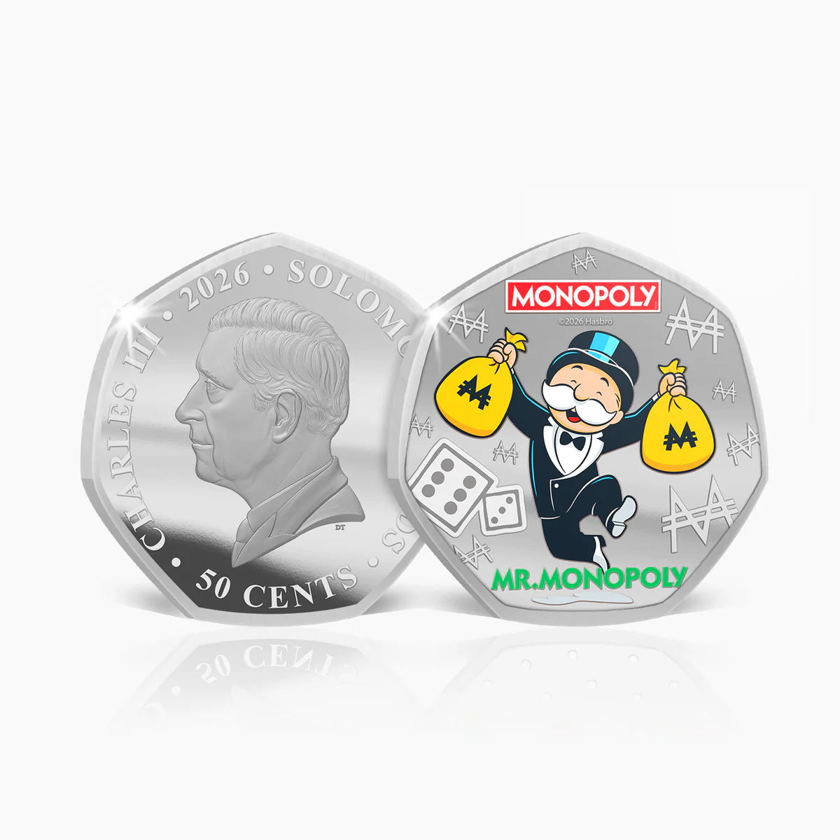 Monopoly Legends of the Board - "Mr Monopoly" .999 silver plated proof like 50c coin
