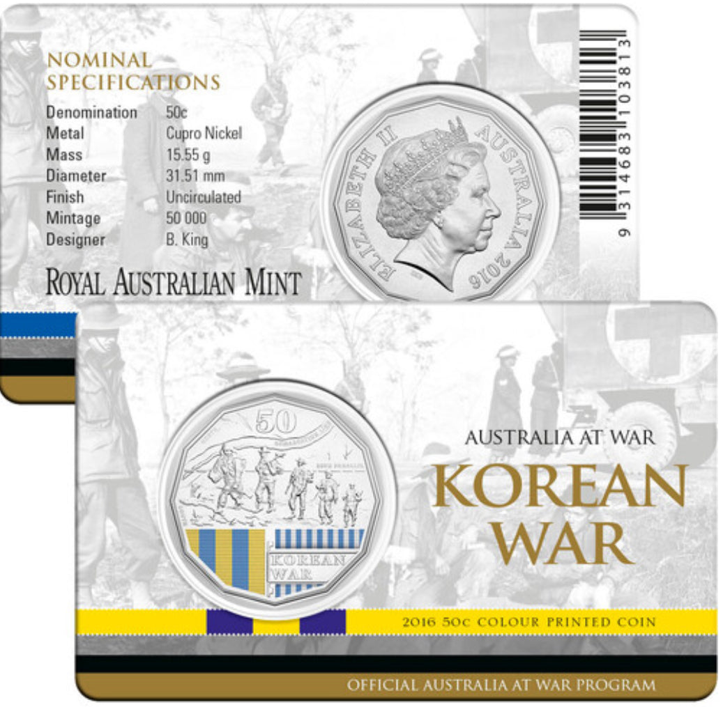 2014 Australia at War “The Korean War” 50c carded RAM