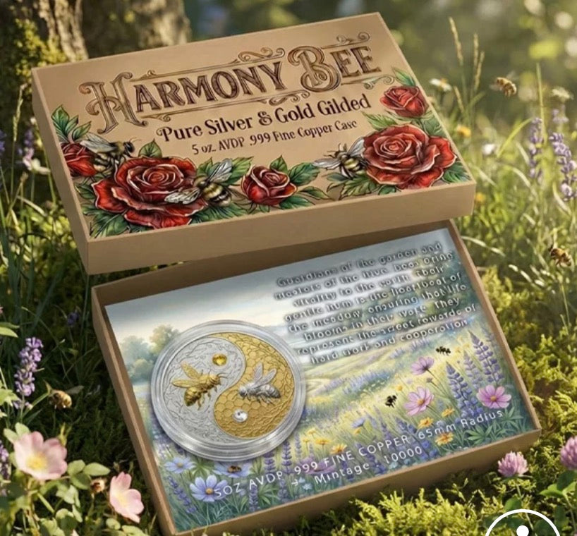 2026 Harmony Bee 5oz .999 Copper with Silver & Gold Gilding
