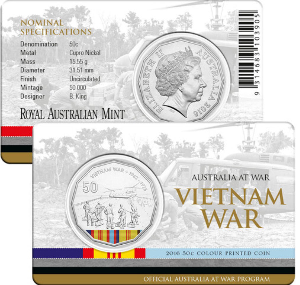 2016 Australia at War “The Vietnam war” 50c carded RAM
