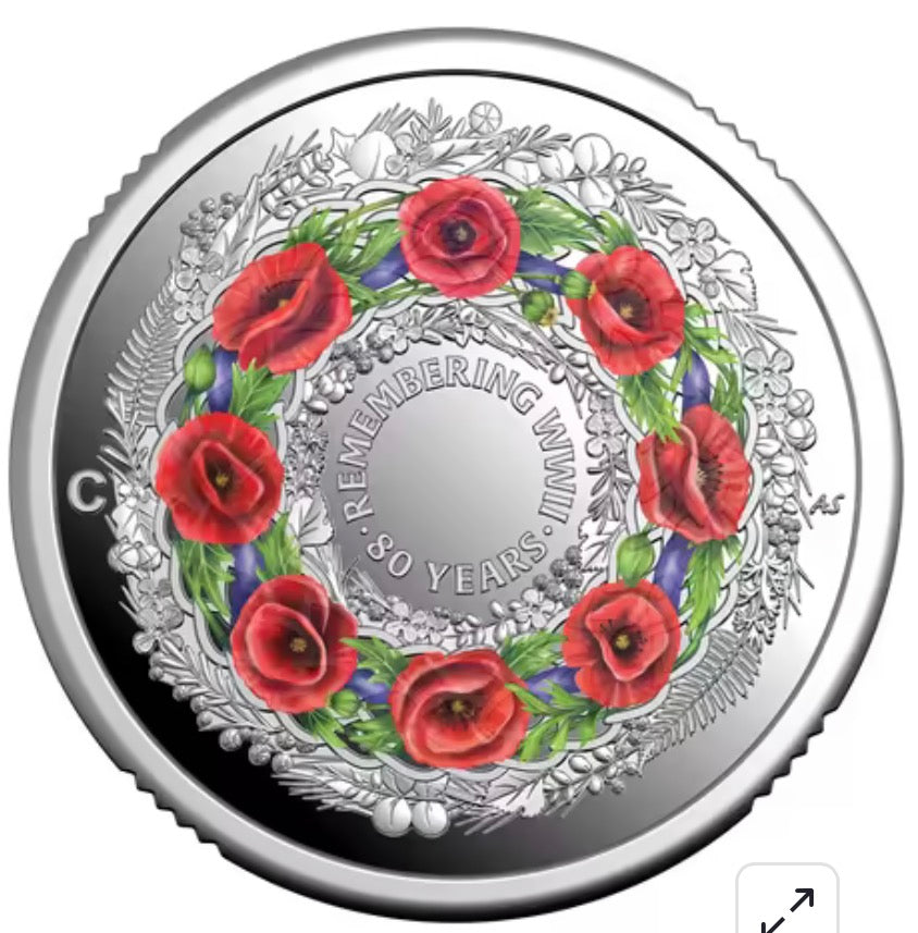 2025 80th Anniversary of the End of WWII silver proof “Poppy Wreath”