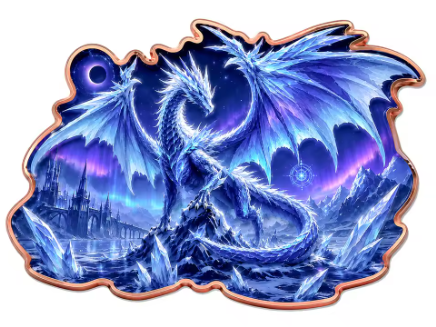 Fantasy Ice Dragon 1 Oz Fine Copper Coin "Aurora Ice Castle"