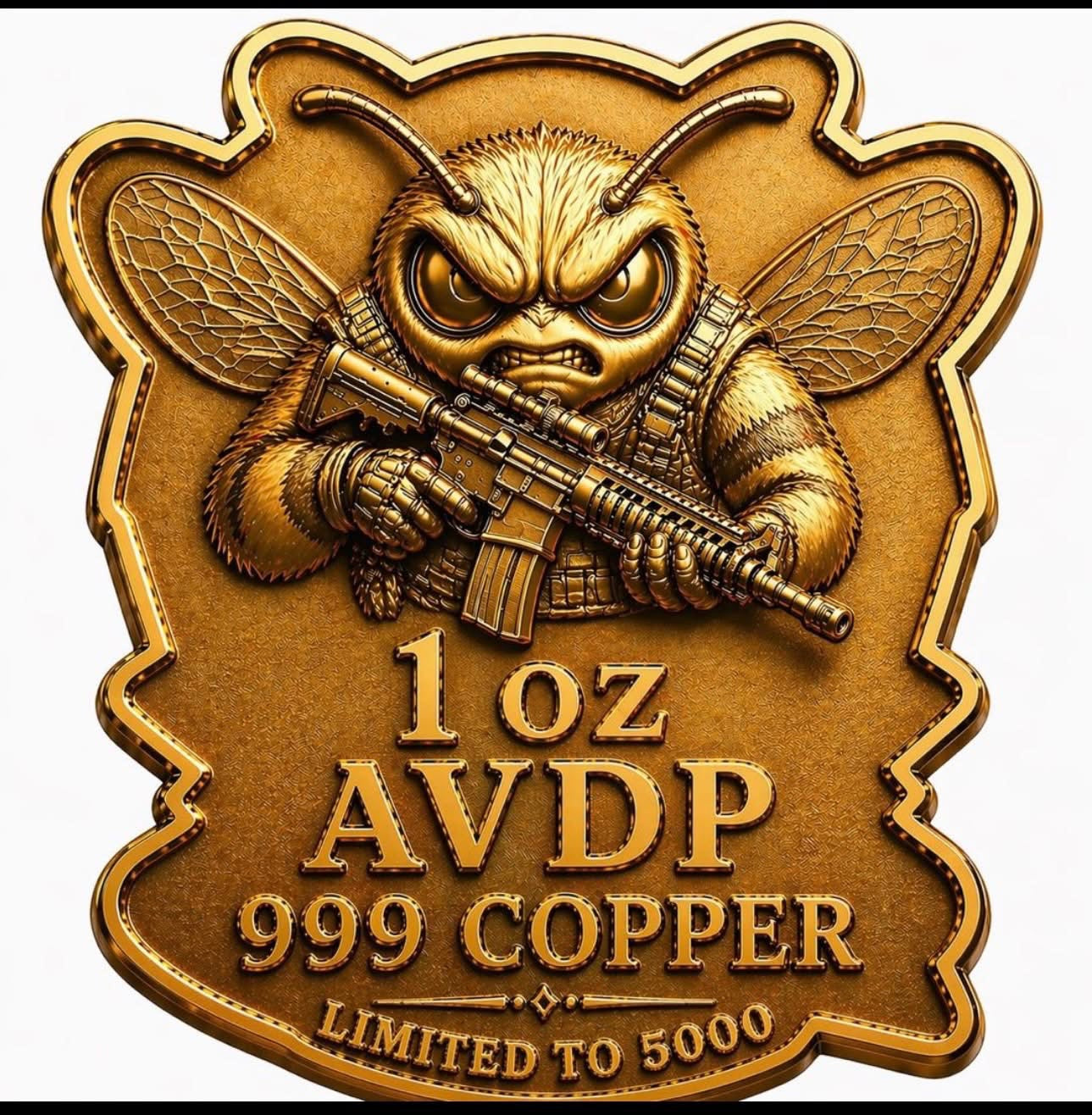 Bee strapped 1 Oz copper collectable