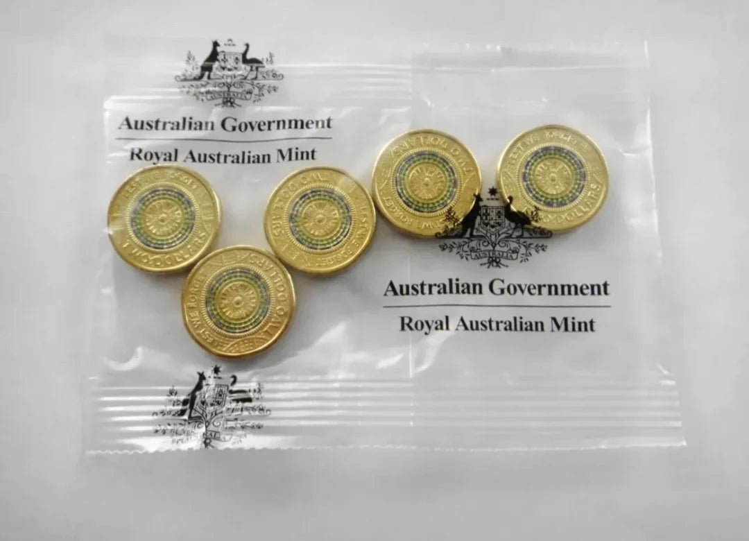2017 LEST WE FORGET MOSIC $2 RAM BAG 5 UNCIRCULATED COINS