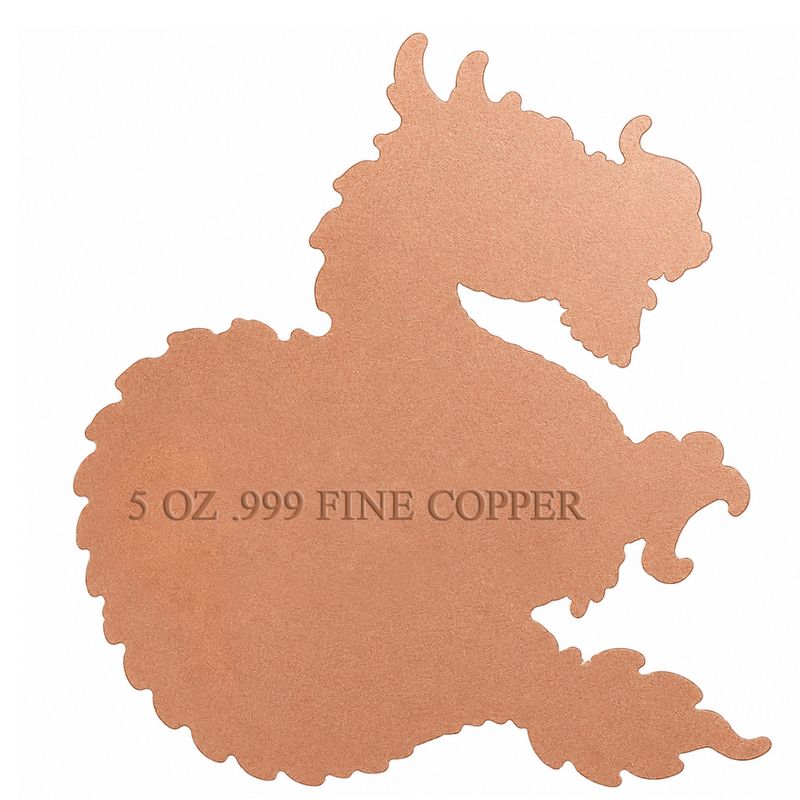 PRE ORDER - CHINESE RED DRAGON Shaped Colorized 5 Oz Copper Medal