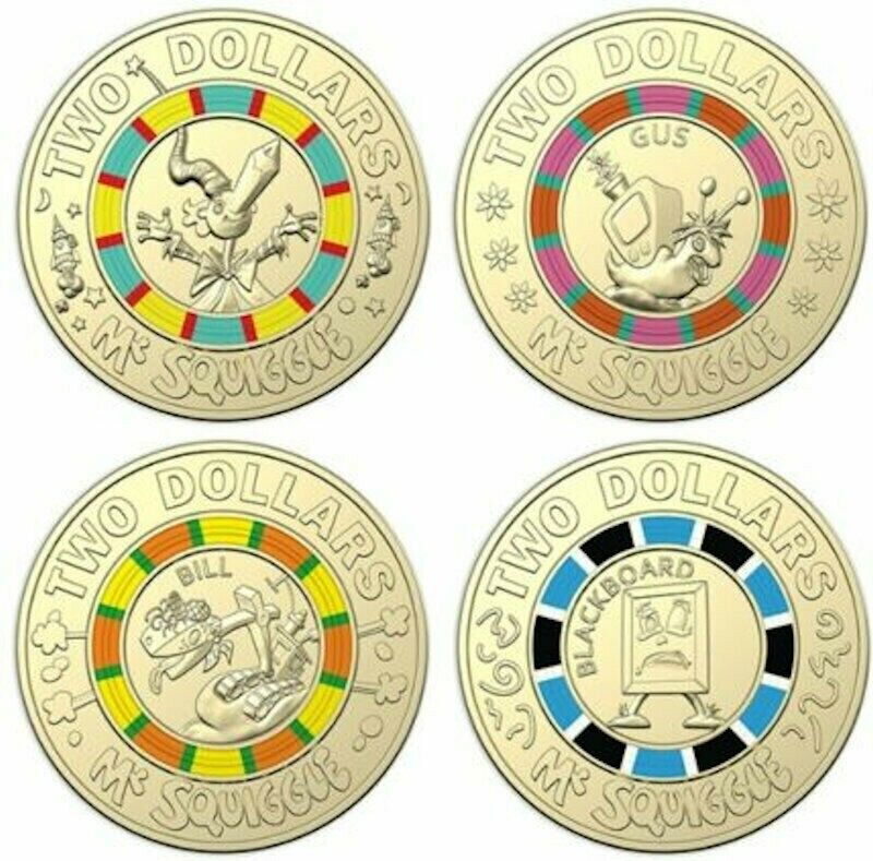 thumbnail image 2 of Mr Squiggle Blackboard 60 Years 2019 Two Dollar $2 Coloured Coin – Australia Circulated 2 of 6