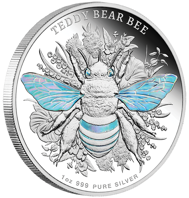 2026 Australian Native Bees - Teddy Bear Bee 1oz Silver Proof Hologram Coin