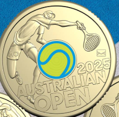2025 Australian open Tennis YELLOW two dollar coin - MENS