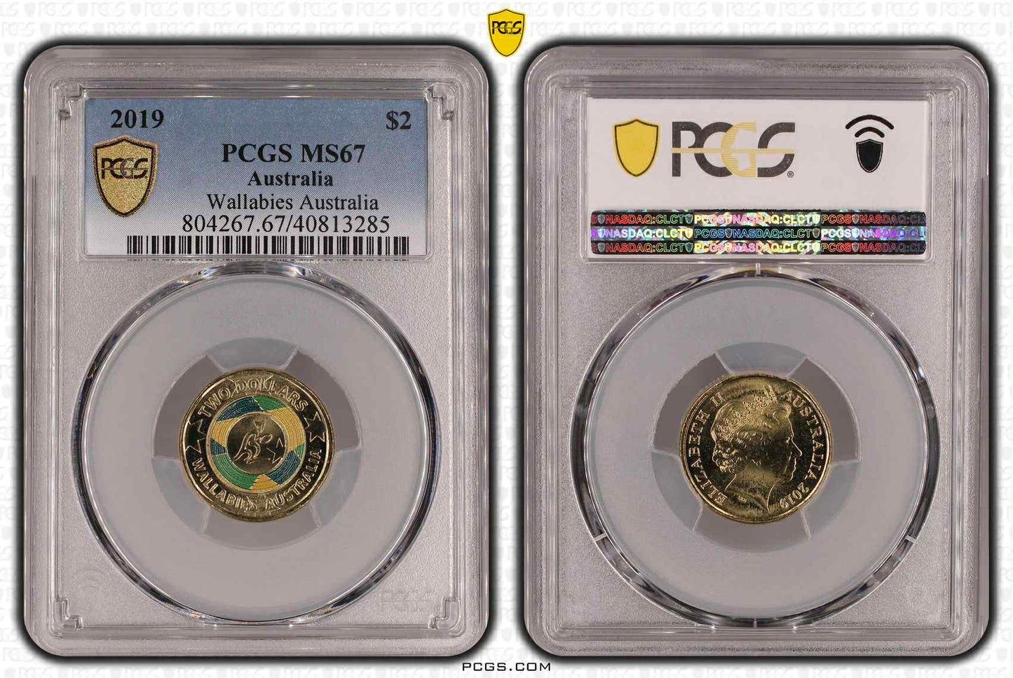 2019 Wallabies Rugby World cup Australia Colorized PCGS MS67