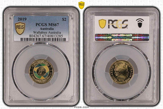 2019 Wallabies Rugby World cup Australia Colorized PCGS MS67