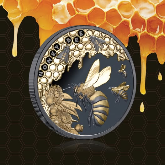 2025 NIUE $1 Honey Bee loz Gold Plated Silver Black Proof