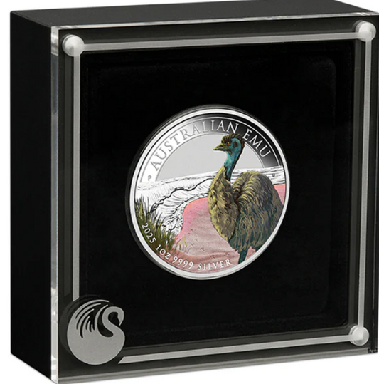 2025 Perth Mint Australian Emu 2025 1oz Silver Coloured Coin