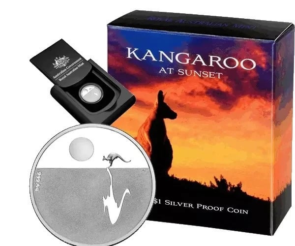 2011 Kangaroo at sunset $1 Silver Proof