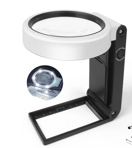 25 x Handheld Folding Magnifier With 6 Led Lights And Stand
